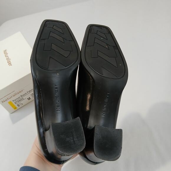 Naturalizer Shoes Womens 8.5 Parmel Black Fabric 875N02 Block Heels Loafer - Picture 10 of 11